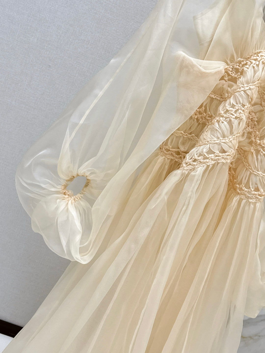 Zim* 25ss macrame silk gown