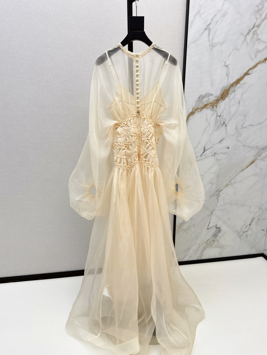 Zim* 25ss macrame silk gown