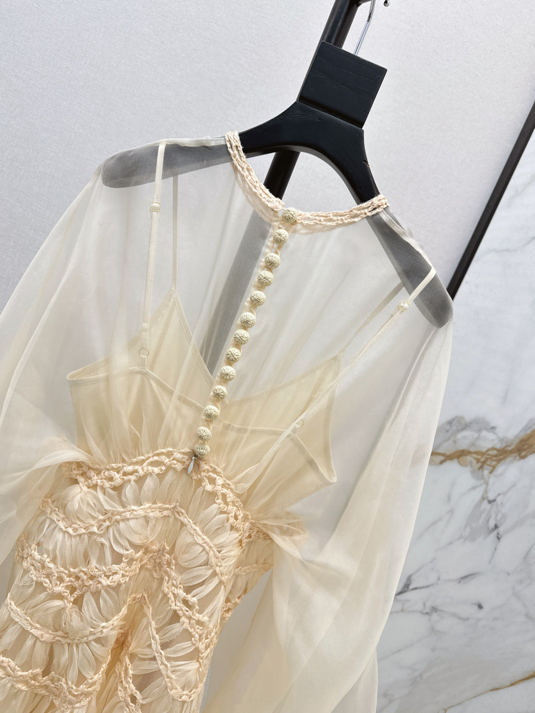 Zim* 25ss macrame silk gown