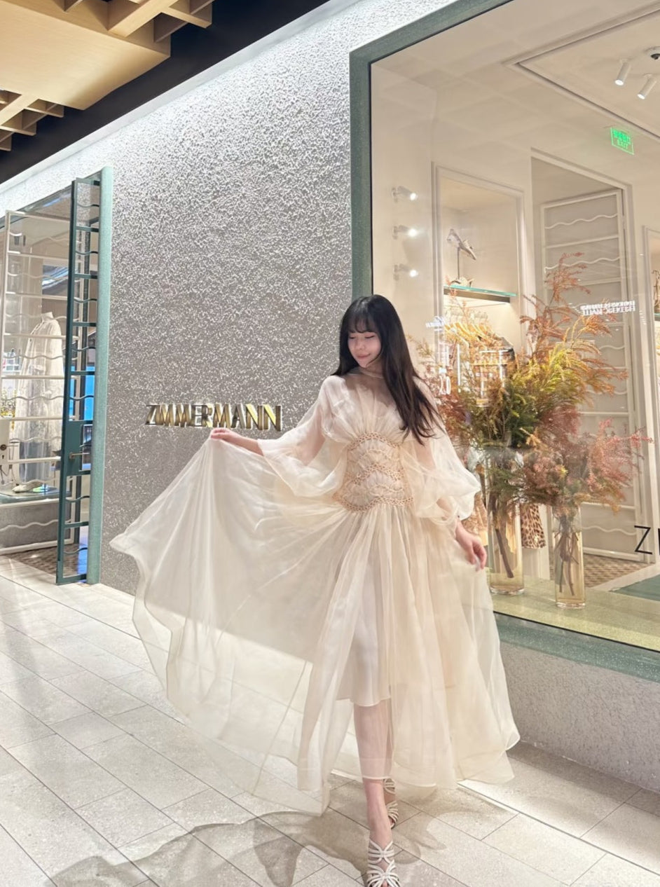 Zim* 25ss macrame silk gown