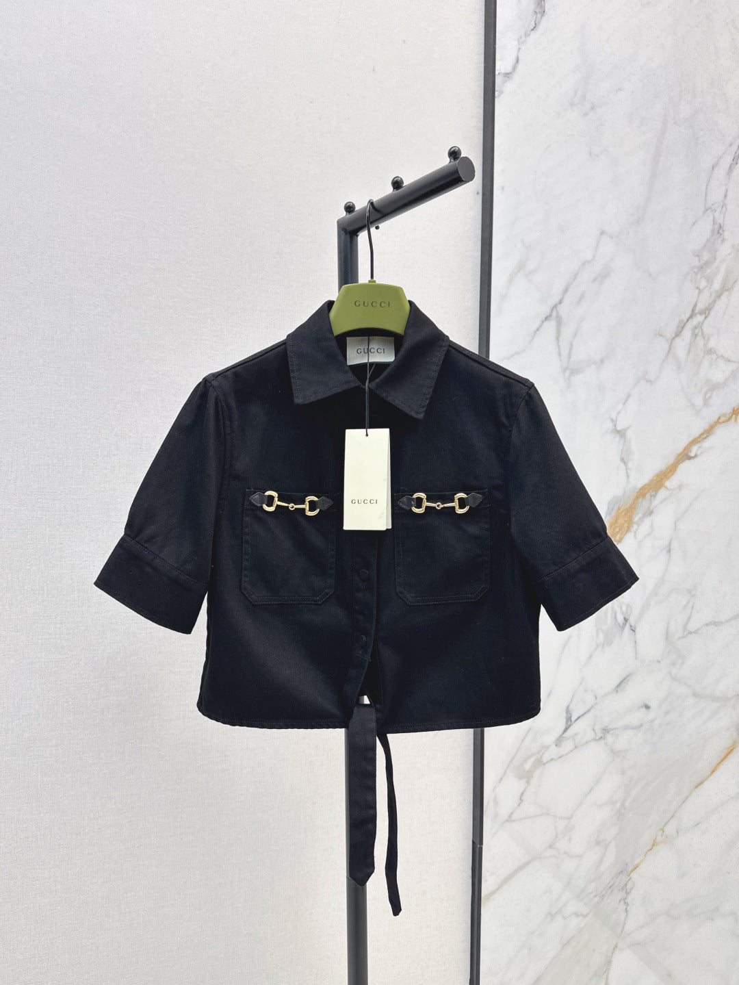 Gu* denim tied shirt with hosrebit