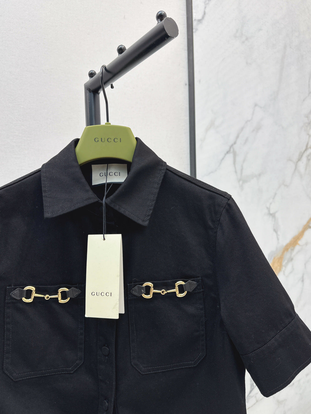 Gu* denim tied shirt with hosrebit