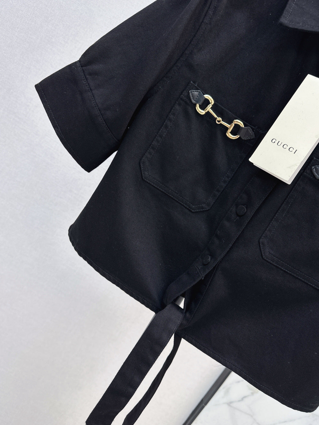 Gu* denim tied shirt with hosrebit