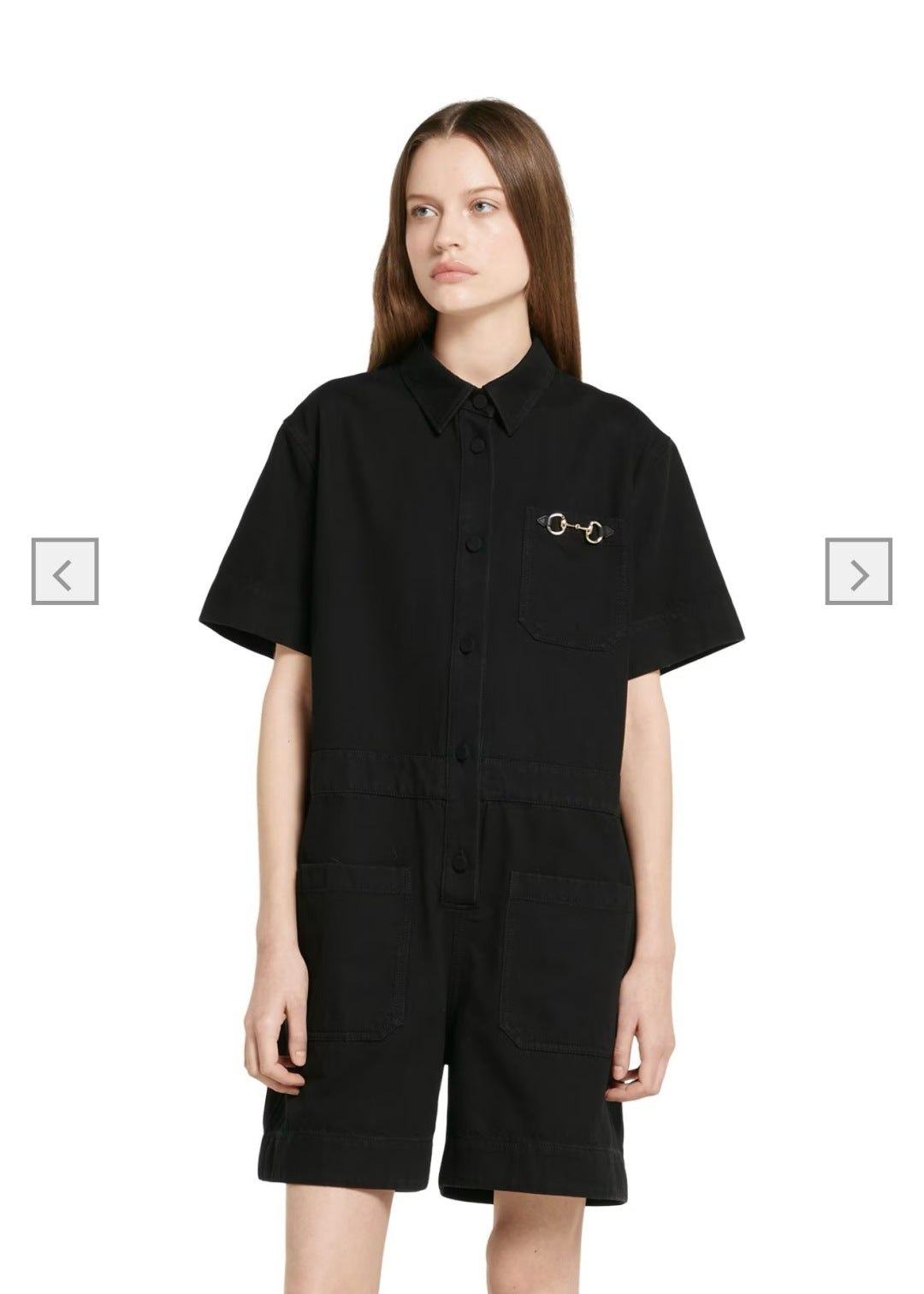 Gu* denim jumpsuit with horsebit