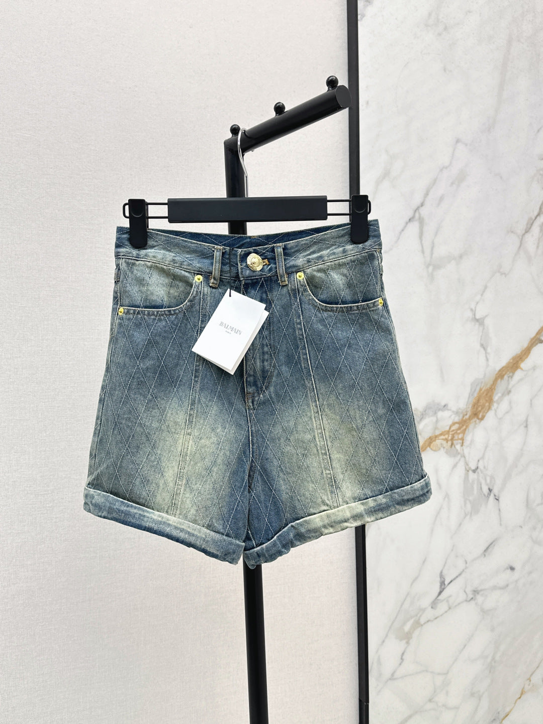Balm* 25ss diamond denim shorts