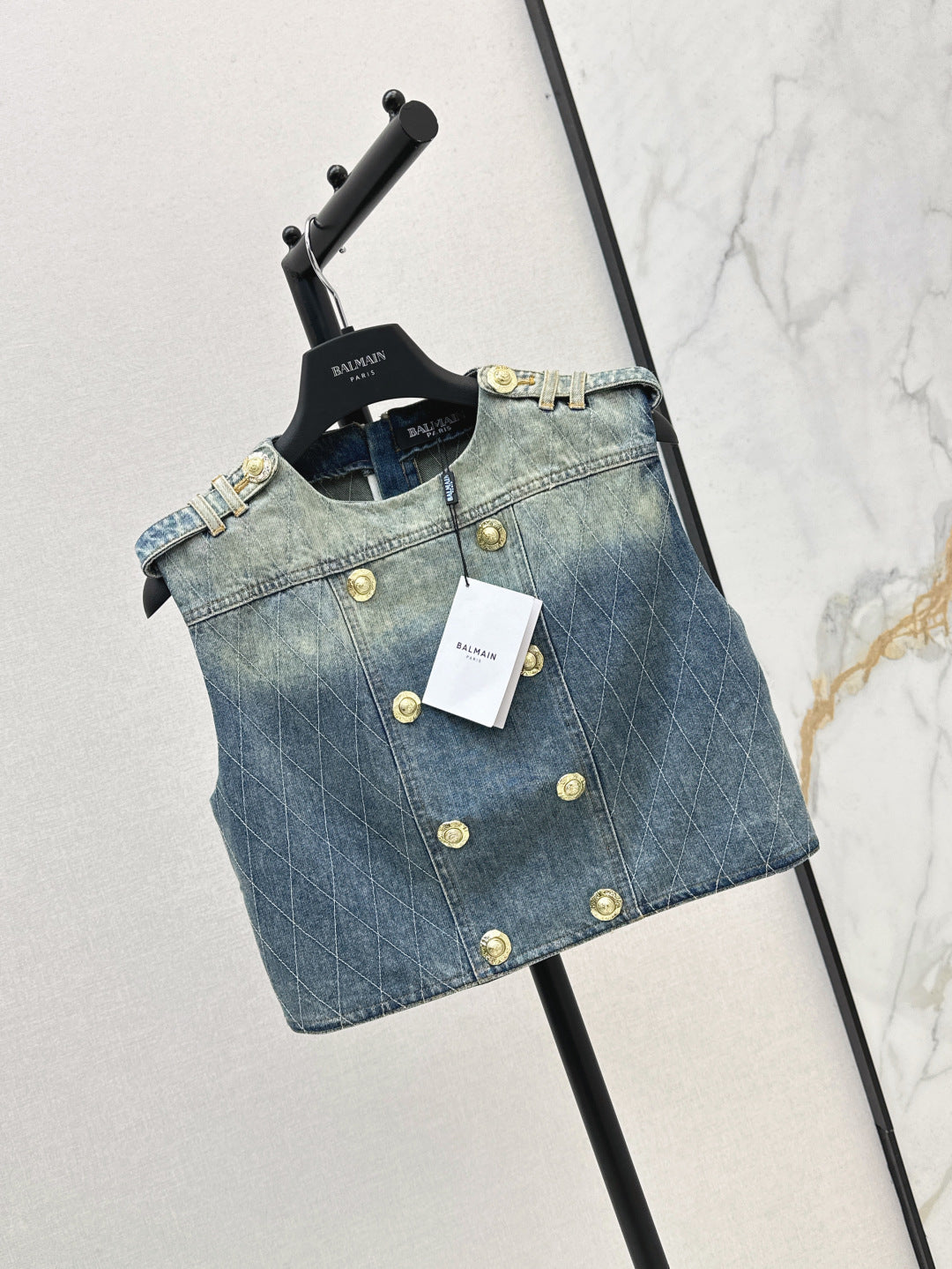Balm* 25ss diamond denim vest