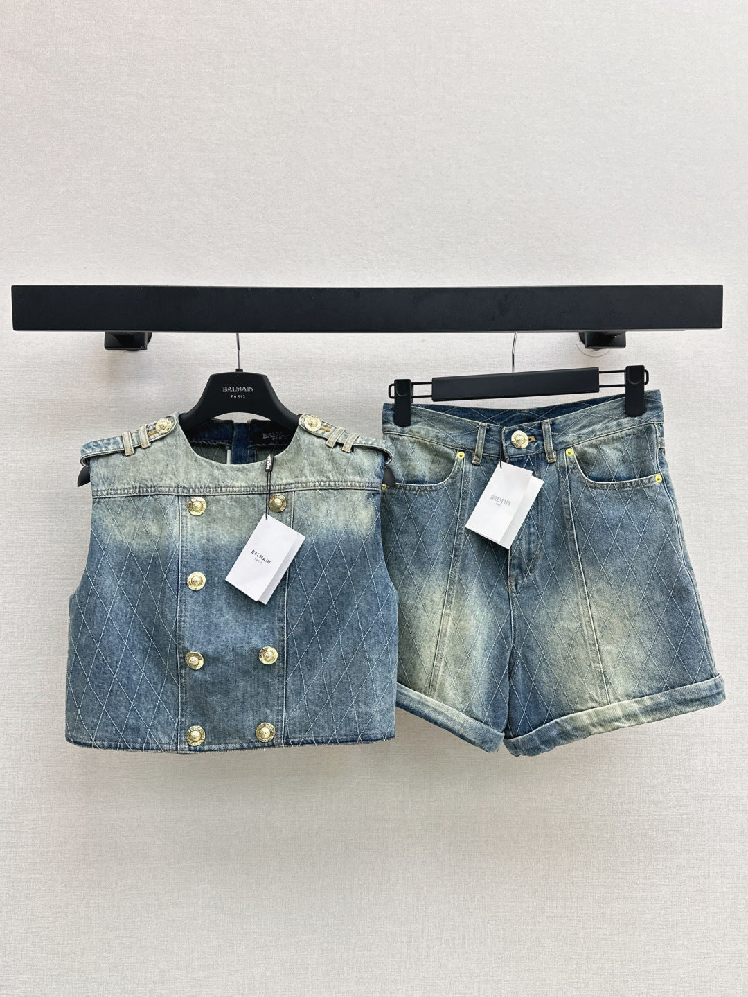 Balm* 25ss diamond denim vest