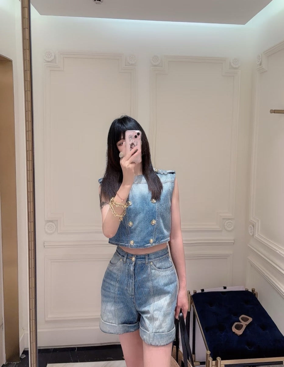 Balm* 25ss diamond denim vest