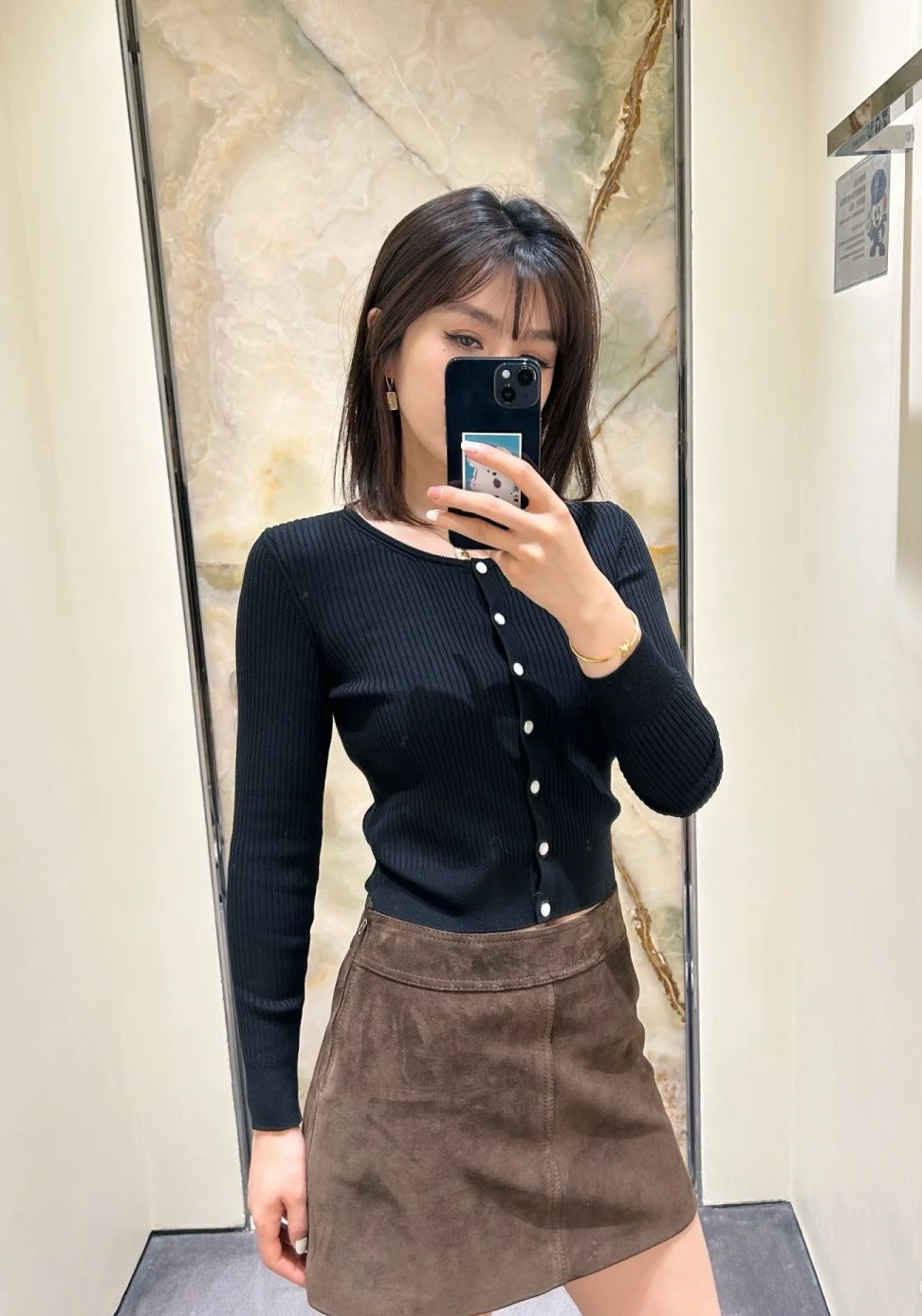 Cel* 25ss suede mini skirt