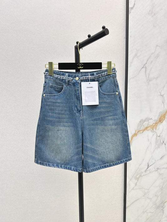 C*nel 25ss denim shorts with braided waistline