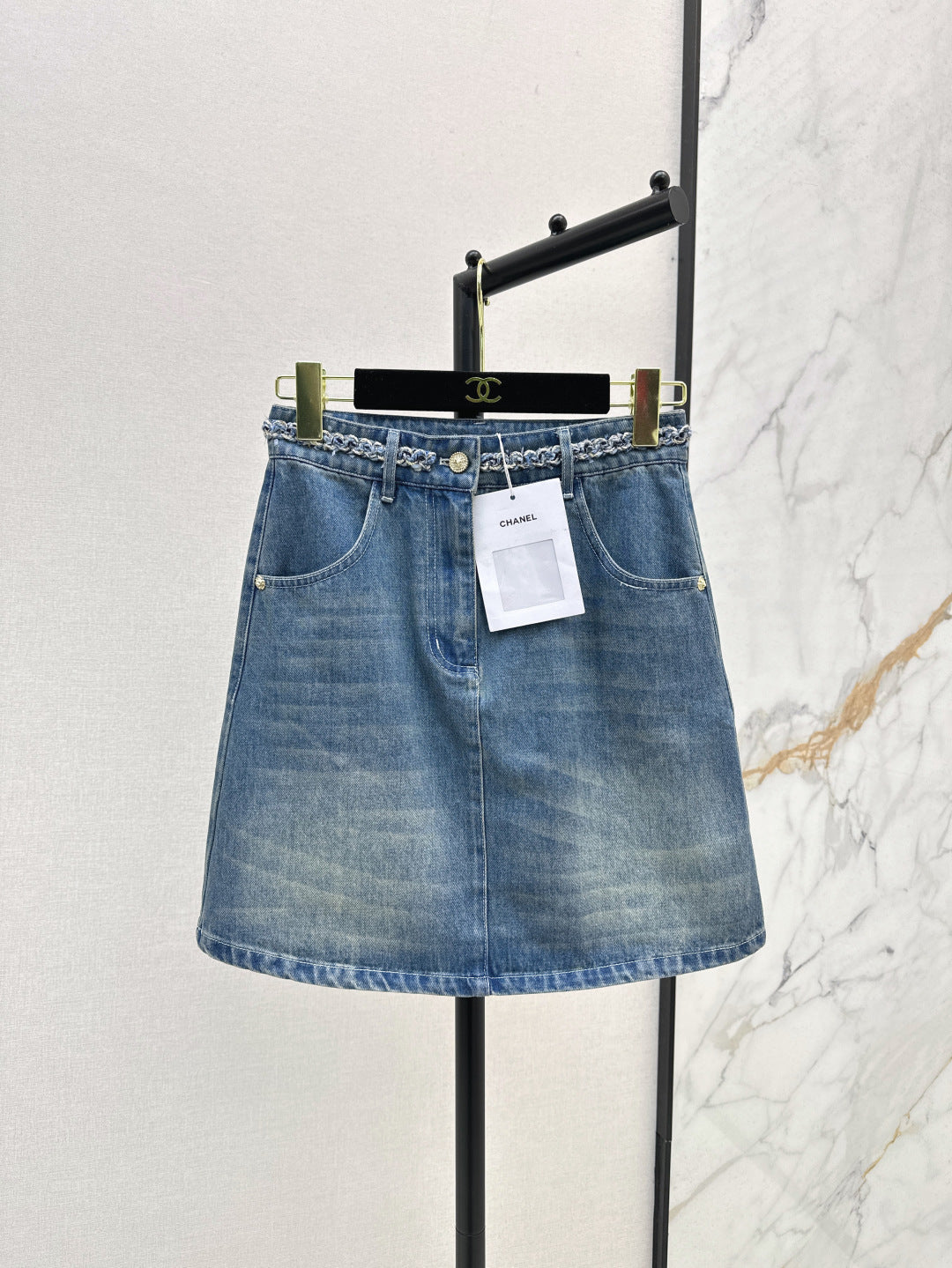 C*nel 25ss washed denim skirt