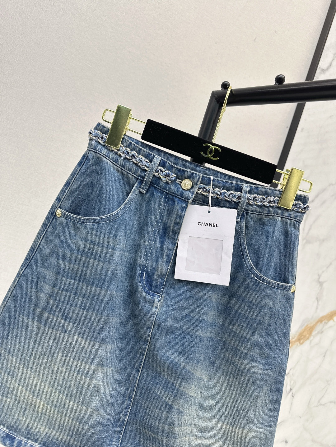 C*nel 25ss washed denim skirt