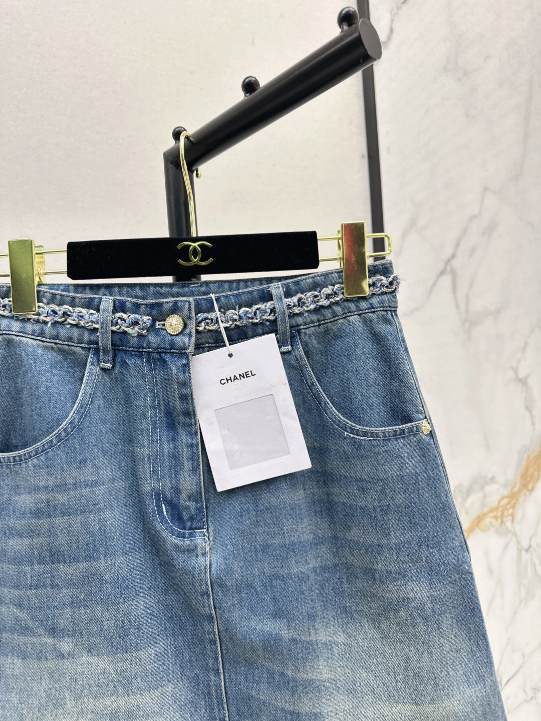 C*nel 25ss washed denim skirt