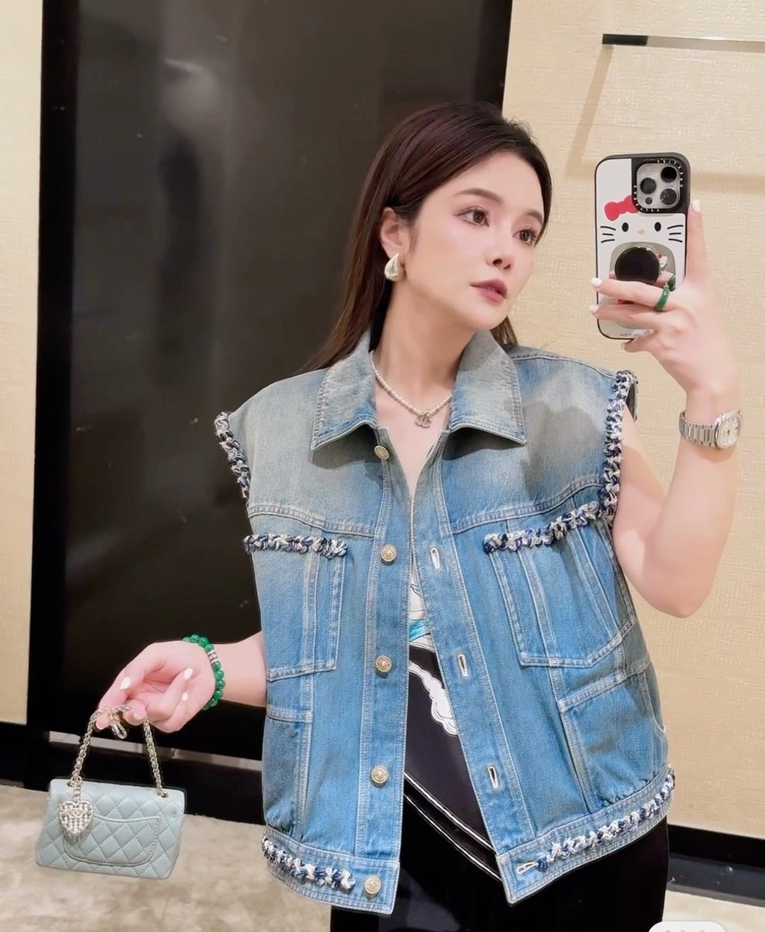C*nel 25ss braided trim denim vest