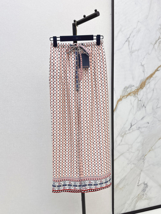Loui* 25ss scarf print silk pajama pants