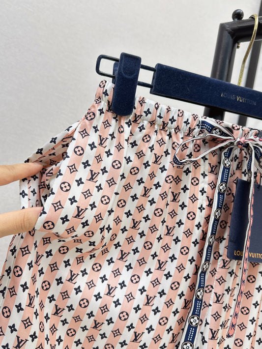 Loui* 25ss scarf print silk pajama pants