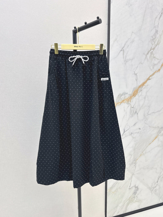 M*u 25ss polka-dot crepe long skirt
