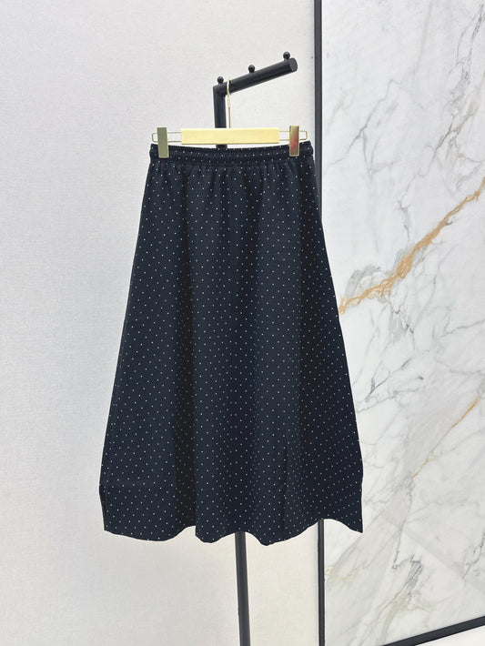 M*u 25ss polka-dot crepe long skirt