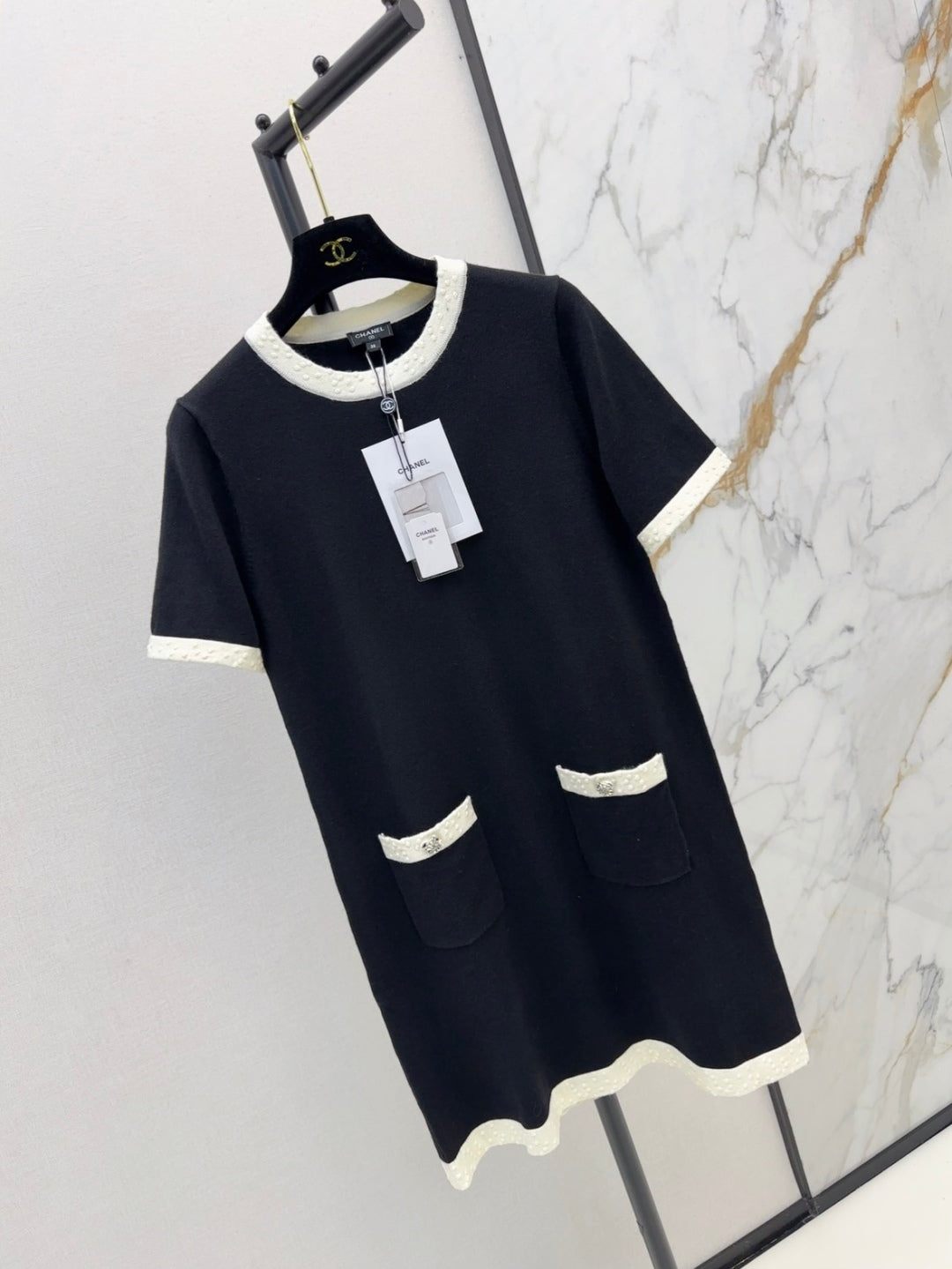 C*nel 25ss color-block knit dress