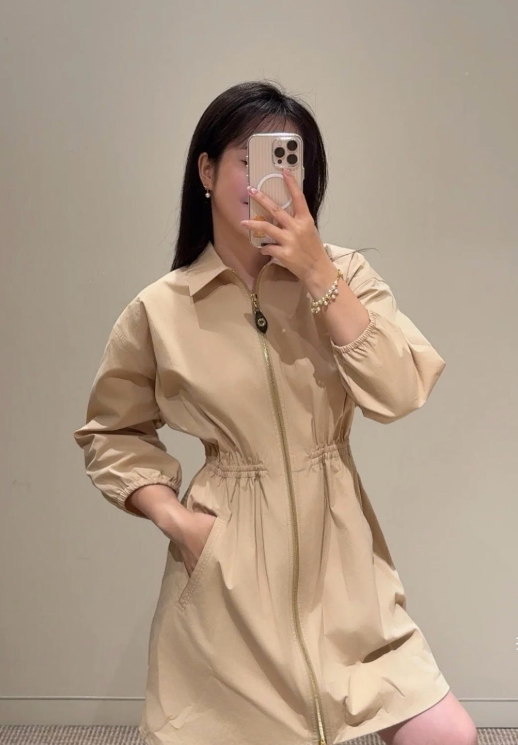 Loui* 25ss long-sleeve zip-up dress