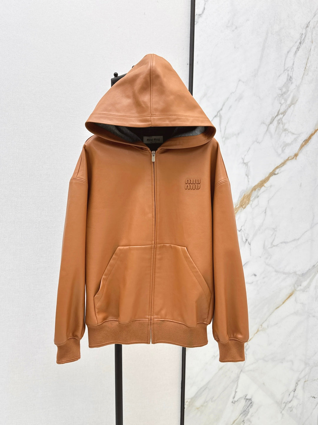 M*u 25ss nappa leather hoodie jacket