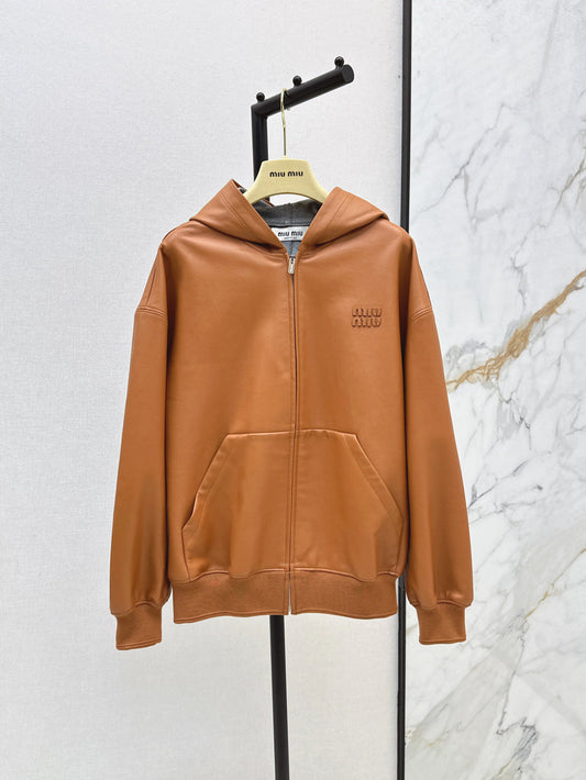M*u 25ss nappa leather hoodie jacket