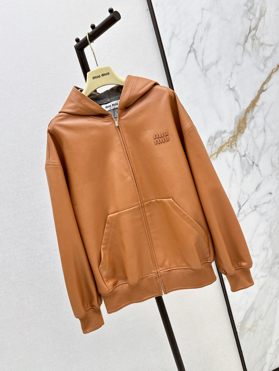 M*u 25ss nappa leather hoodie jacket