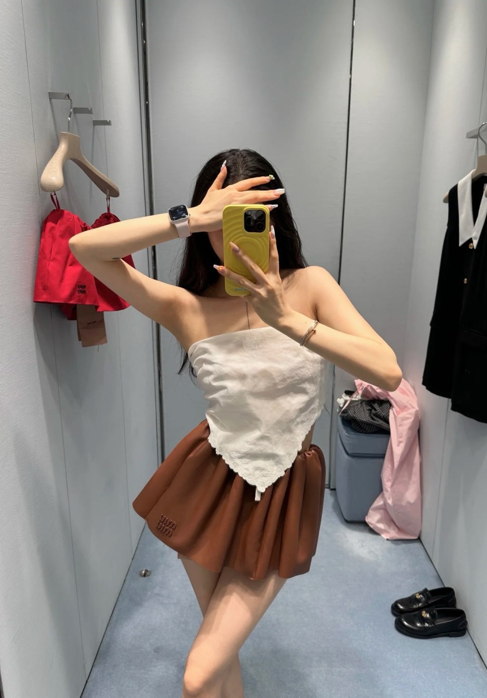 M*u 25ss nappa leather miniskirt