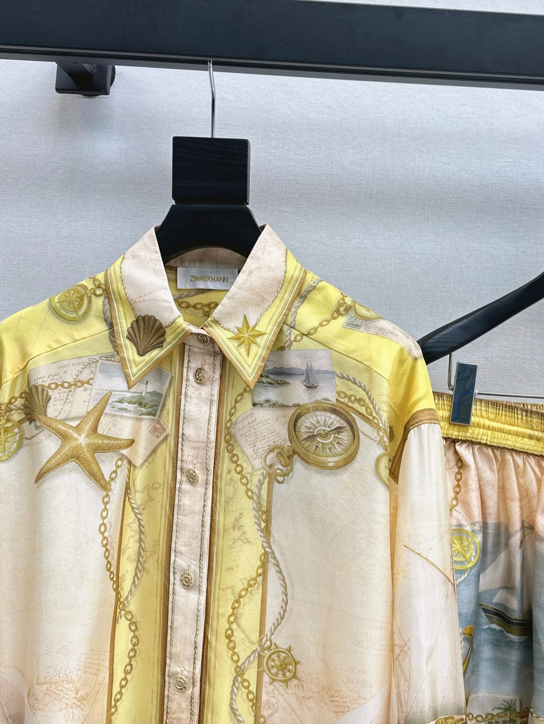 Zim* 25ss print silk blouse