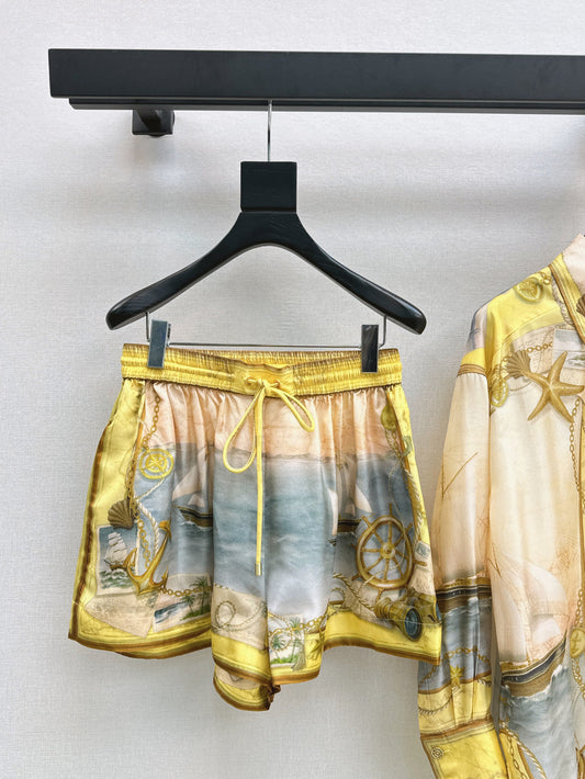 Zim* 25ss print silk shorts
