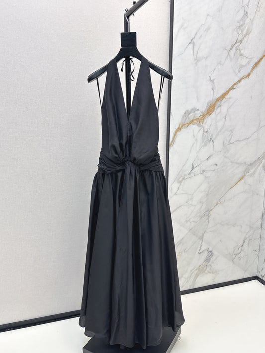 Zim* 25ss halter backless silk dress