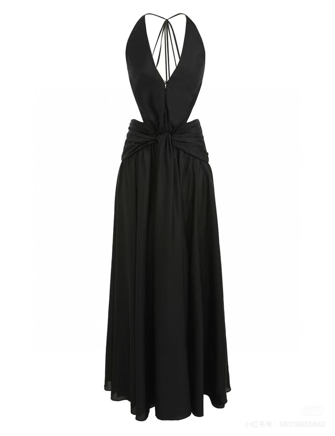 Zim* 25ss halter backless silk dress