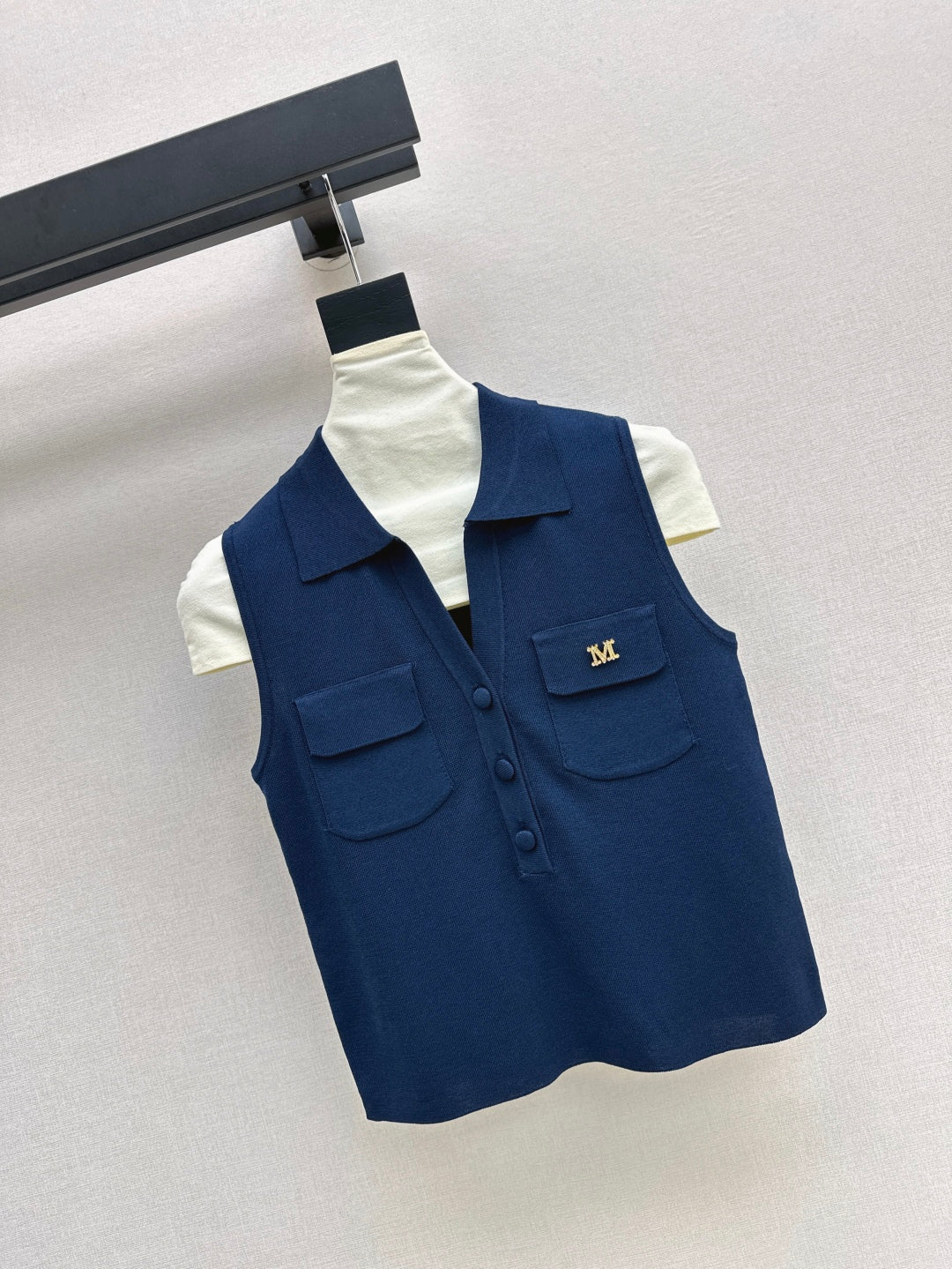 MaxM* 25ss jersey sleeveless polo shirt