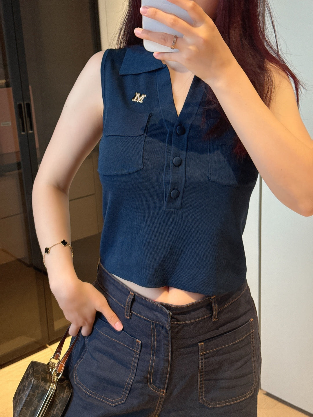 MaxM* 25ss jersey sleeveless polo shirt