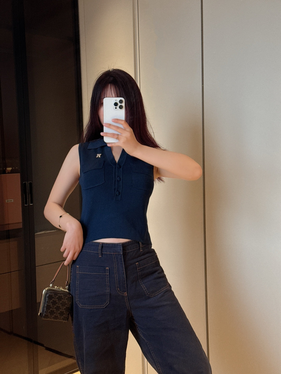 MaxM* 25ss jersey sleeveless polo shirt