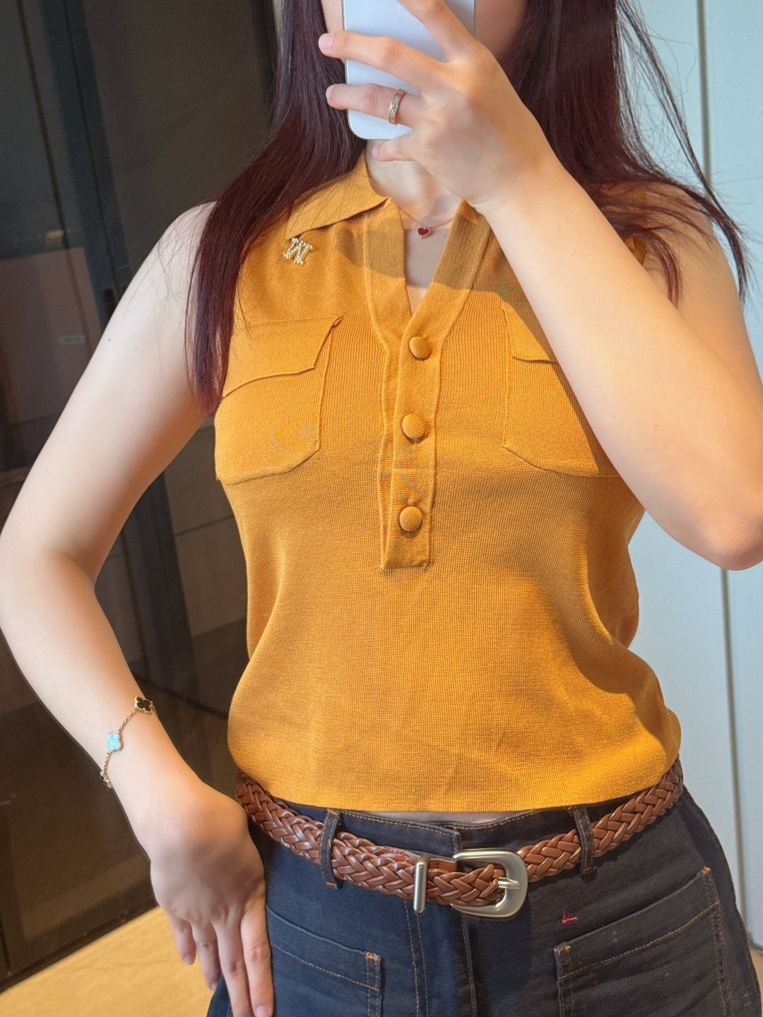 MaxM* 25ss jersey sleeveless polo shirt