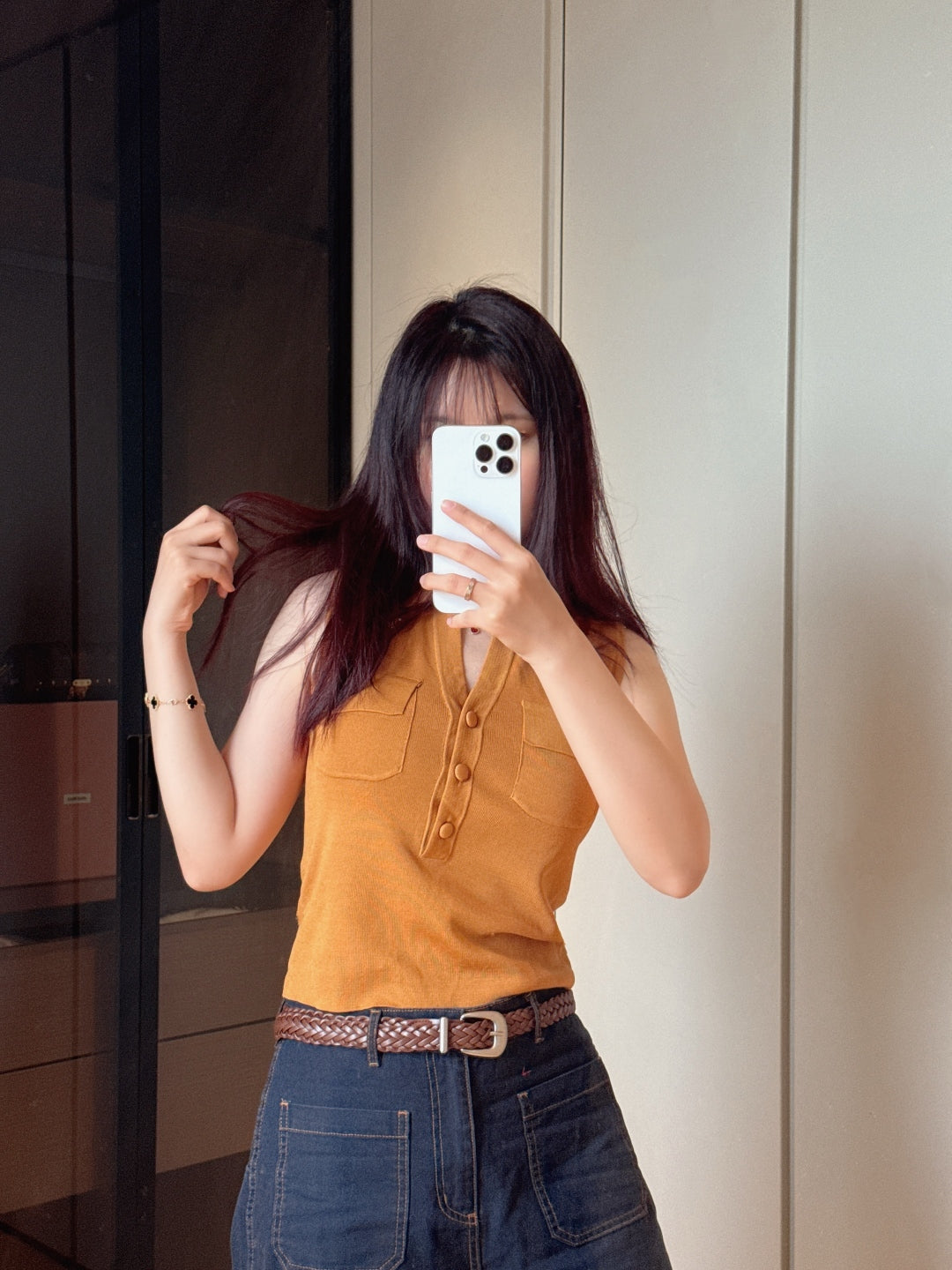 MaxM* 25ss jersey sleeveless polo shirt