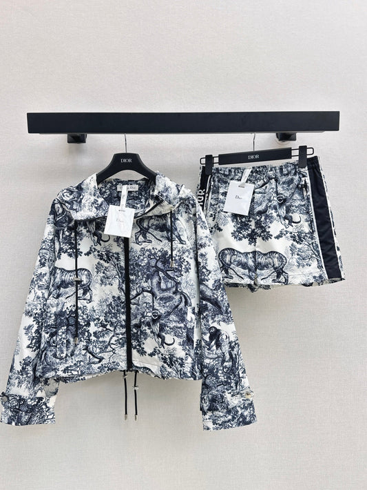 D*r 25ss print hoodie zip-up jacket