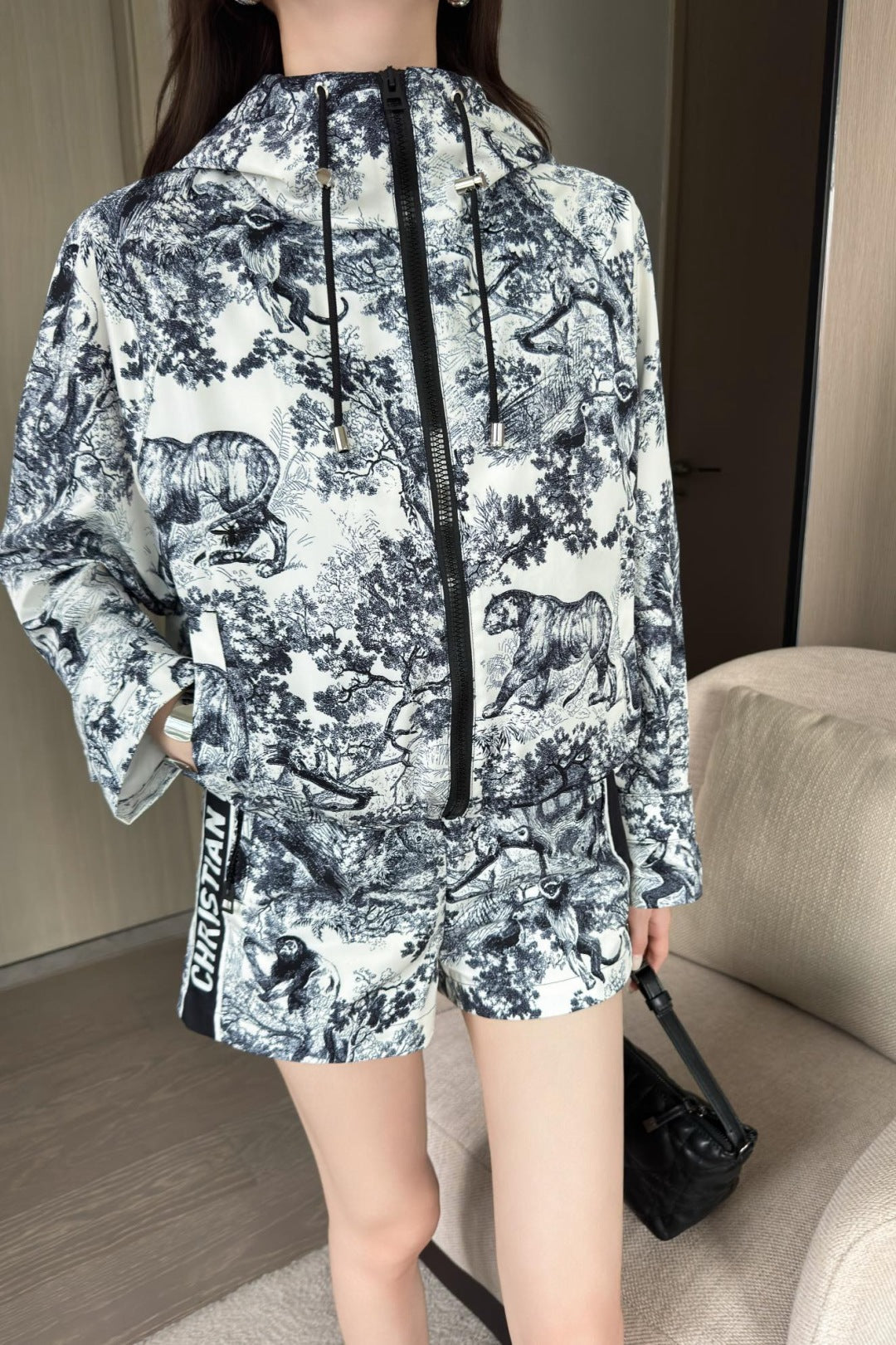D*r 25ss print hoodie zip-up jacket
