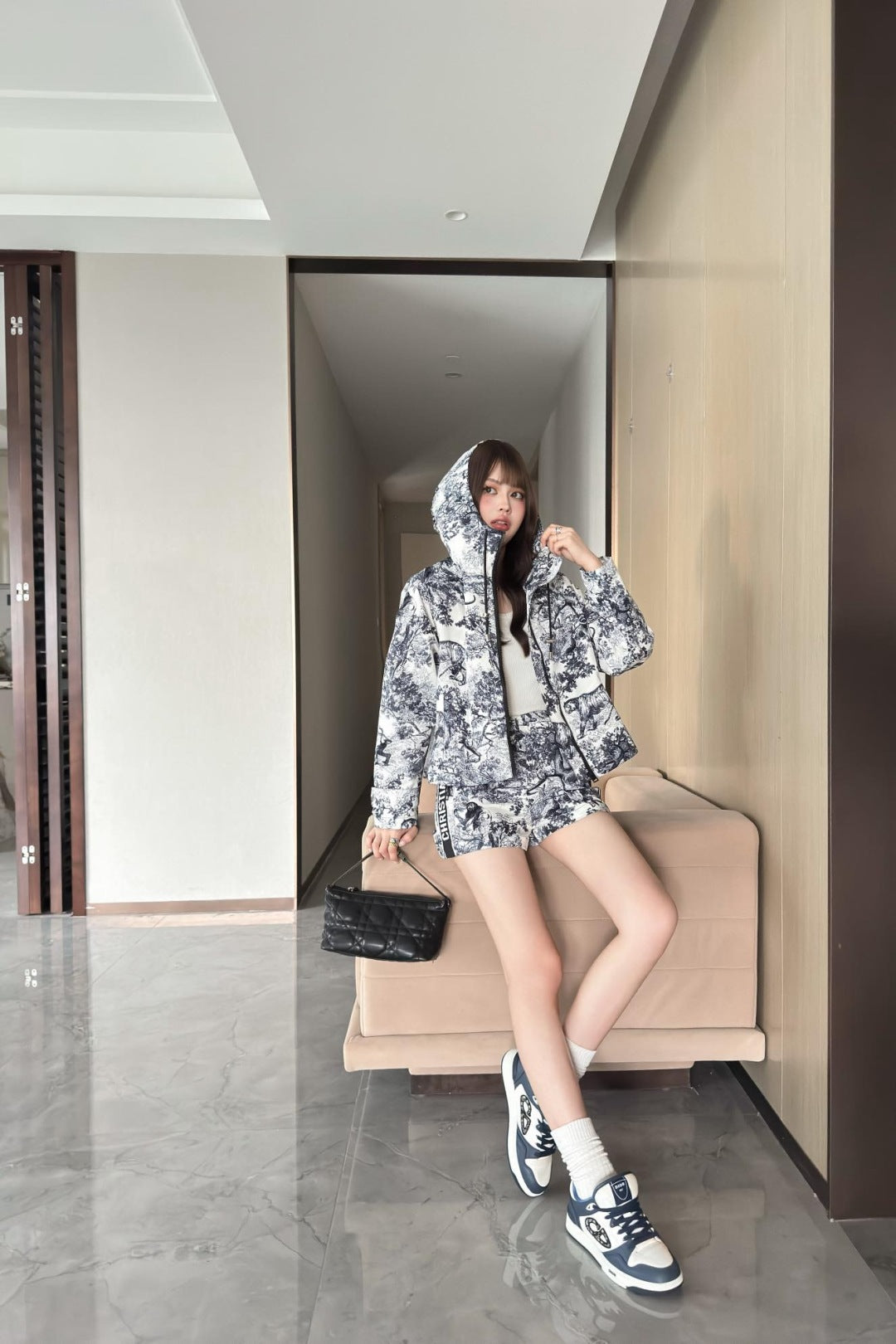 D*r 25ss print hoodie zip-up jacket