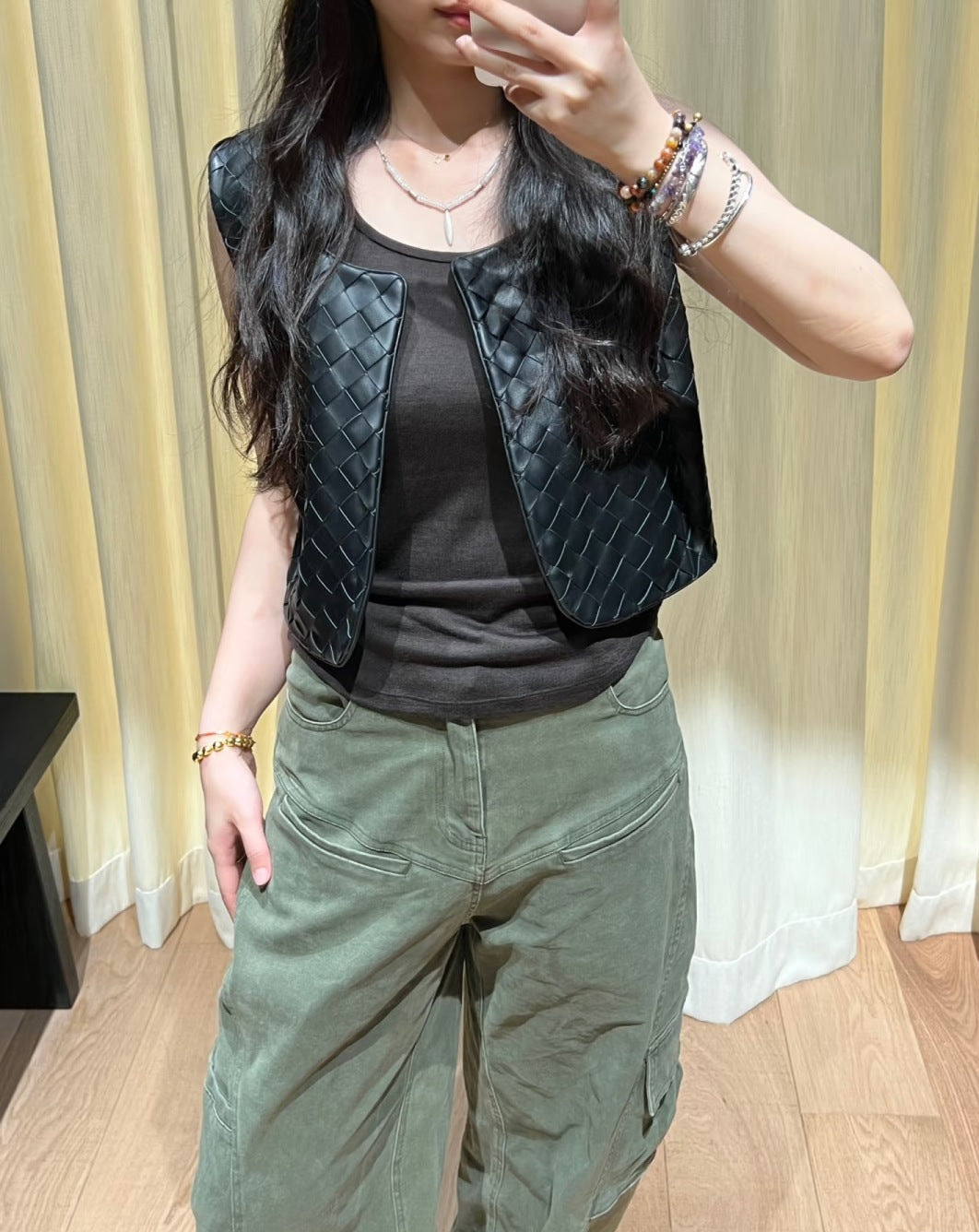 Bott*V 25ss leather braided vest