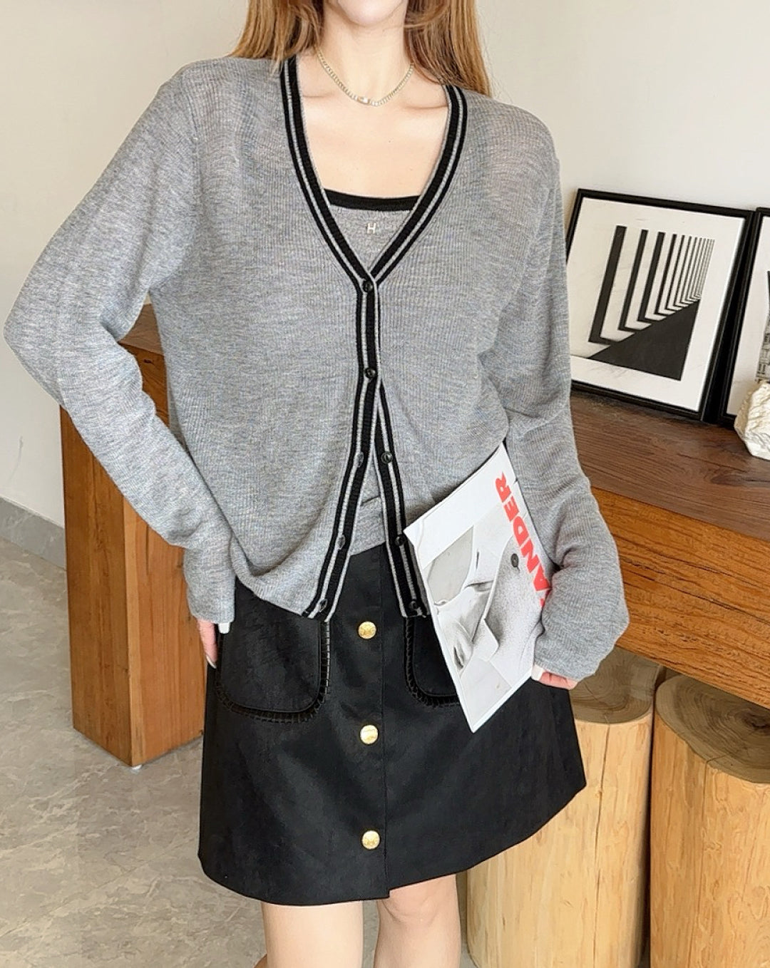 Herm* 25fw kintted vest cardigan