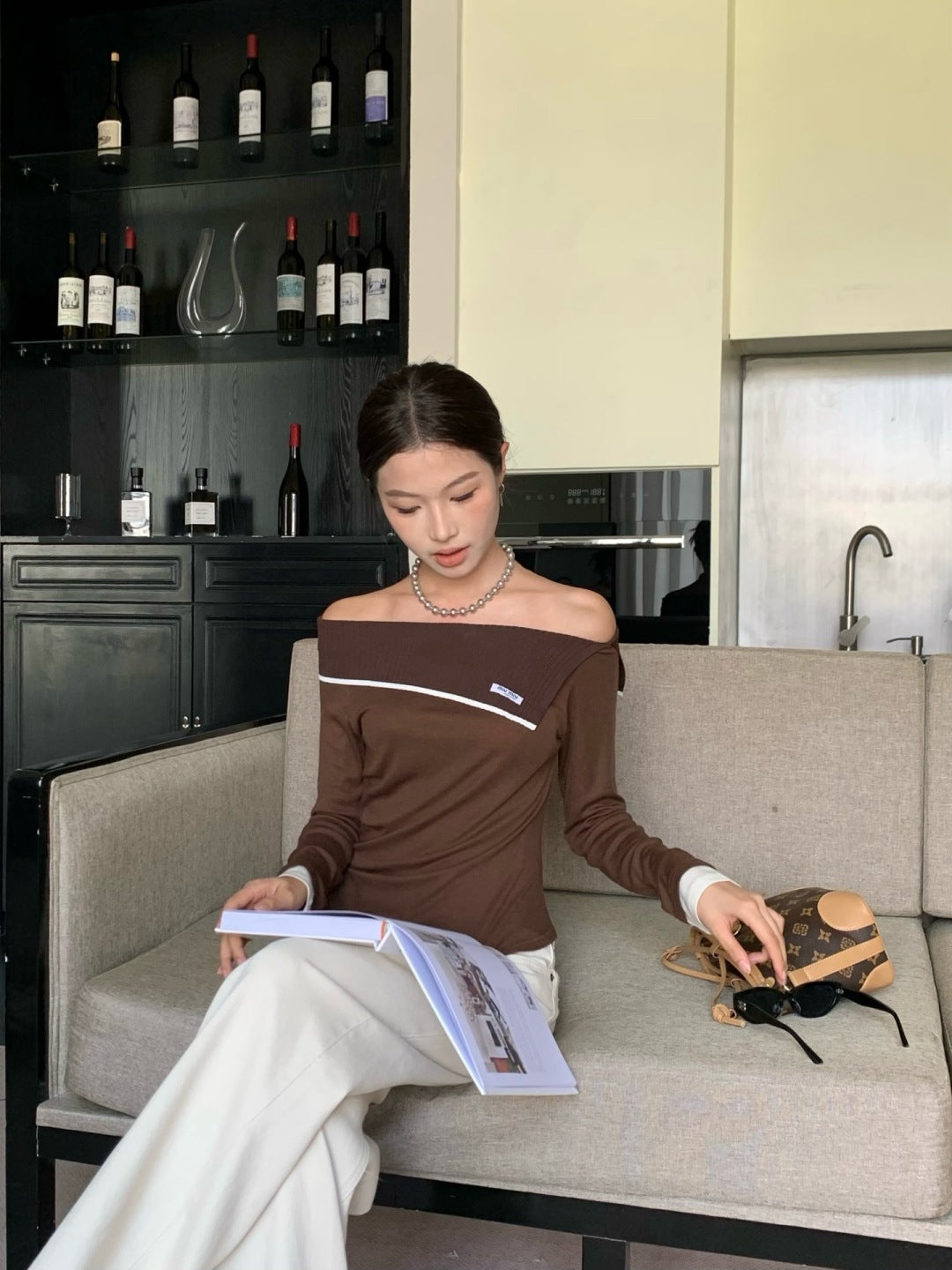 M*u 25fw off shoulder top