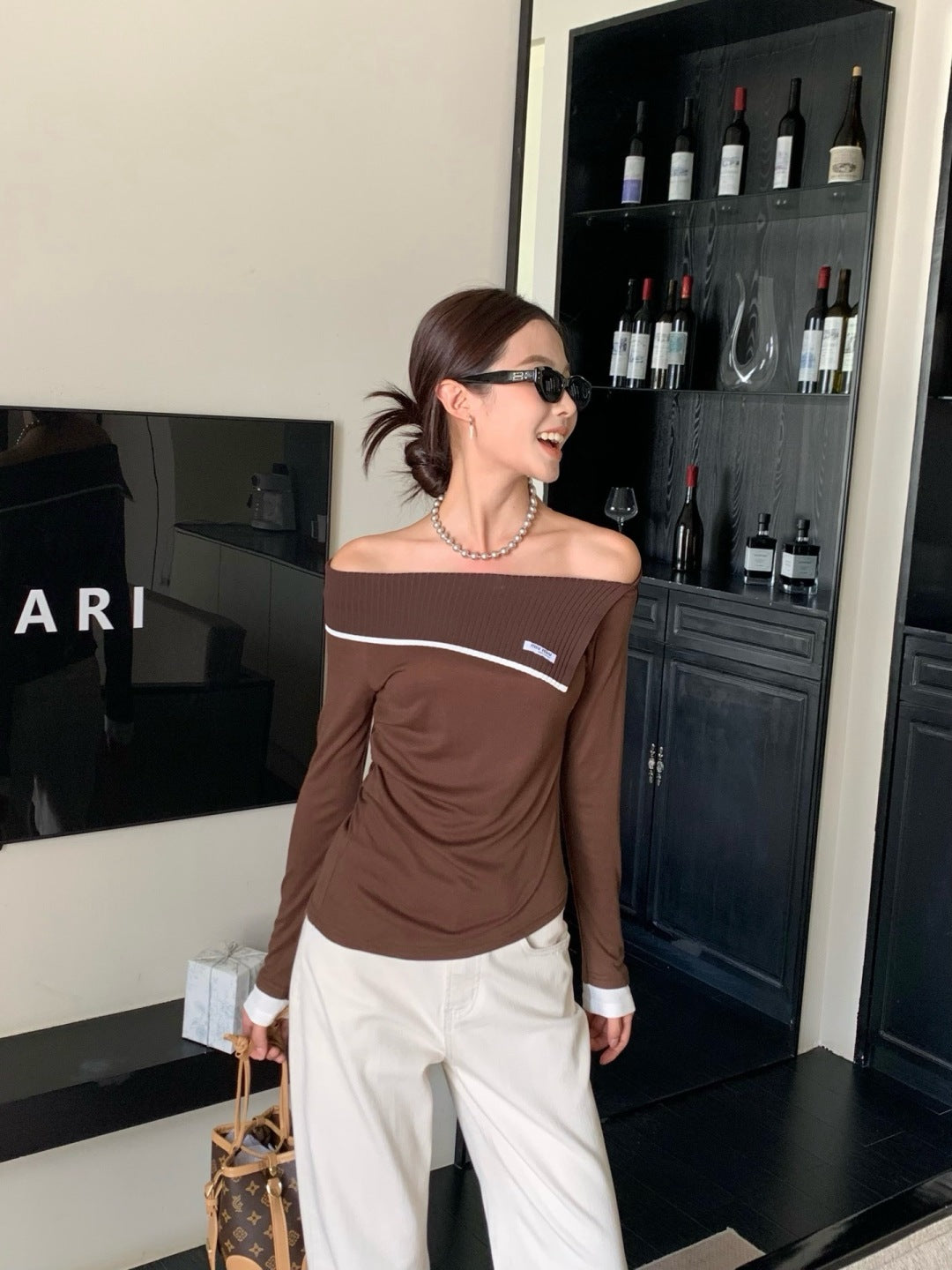 M*u 25fw off shoulder top