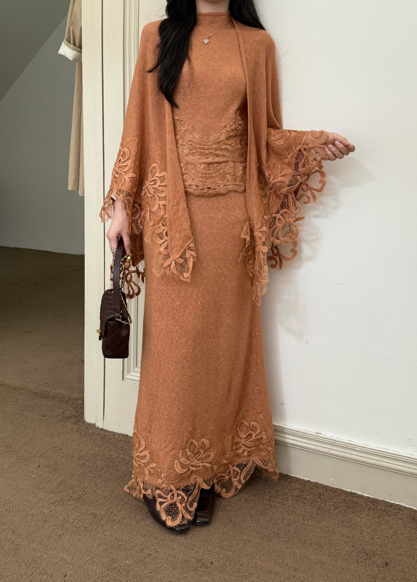 ES* 25fw lace knitted suit