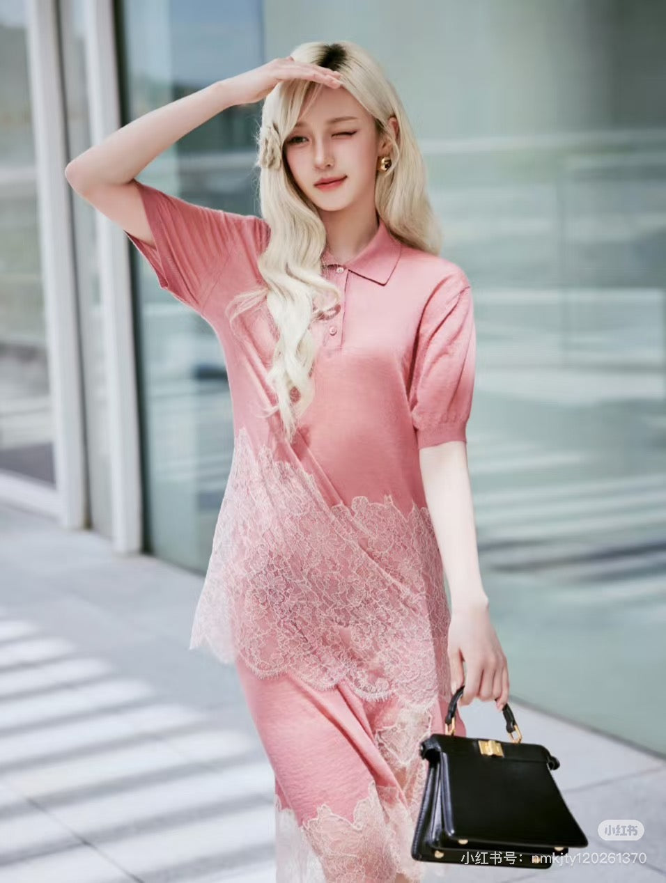 FD* 25fw lace knit shirt