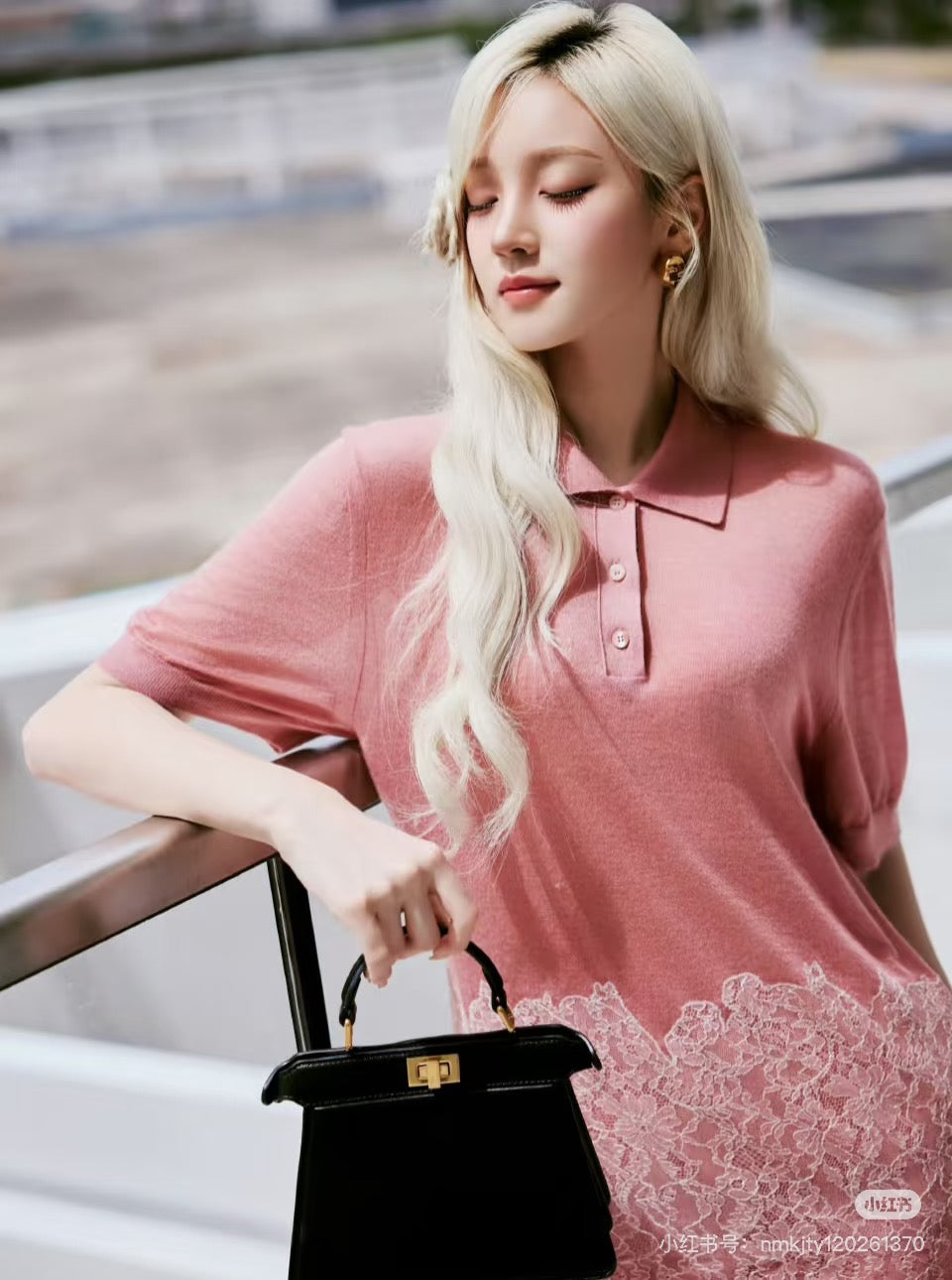 FD* 25fw lace knit shirt