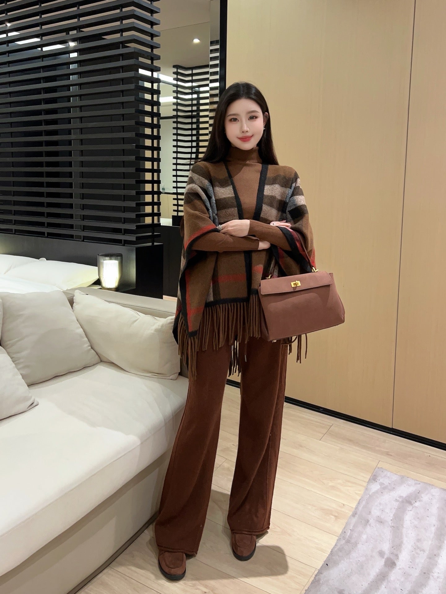 Bur* 25fw Wool shawl cape