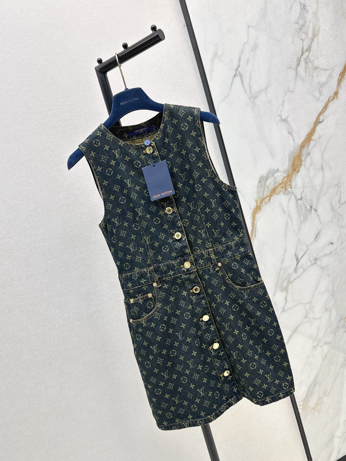 Loui* 25fw denim vest dress