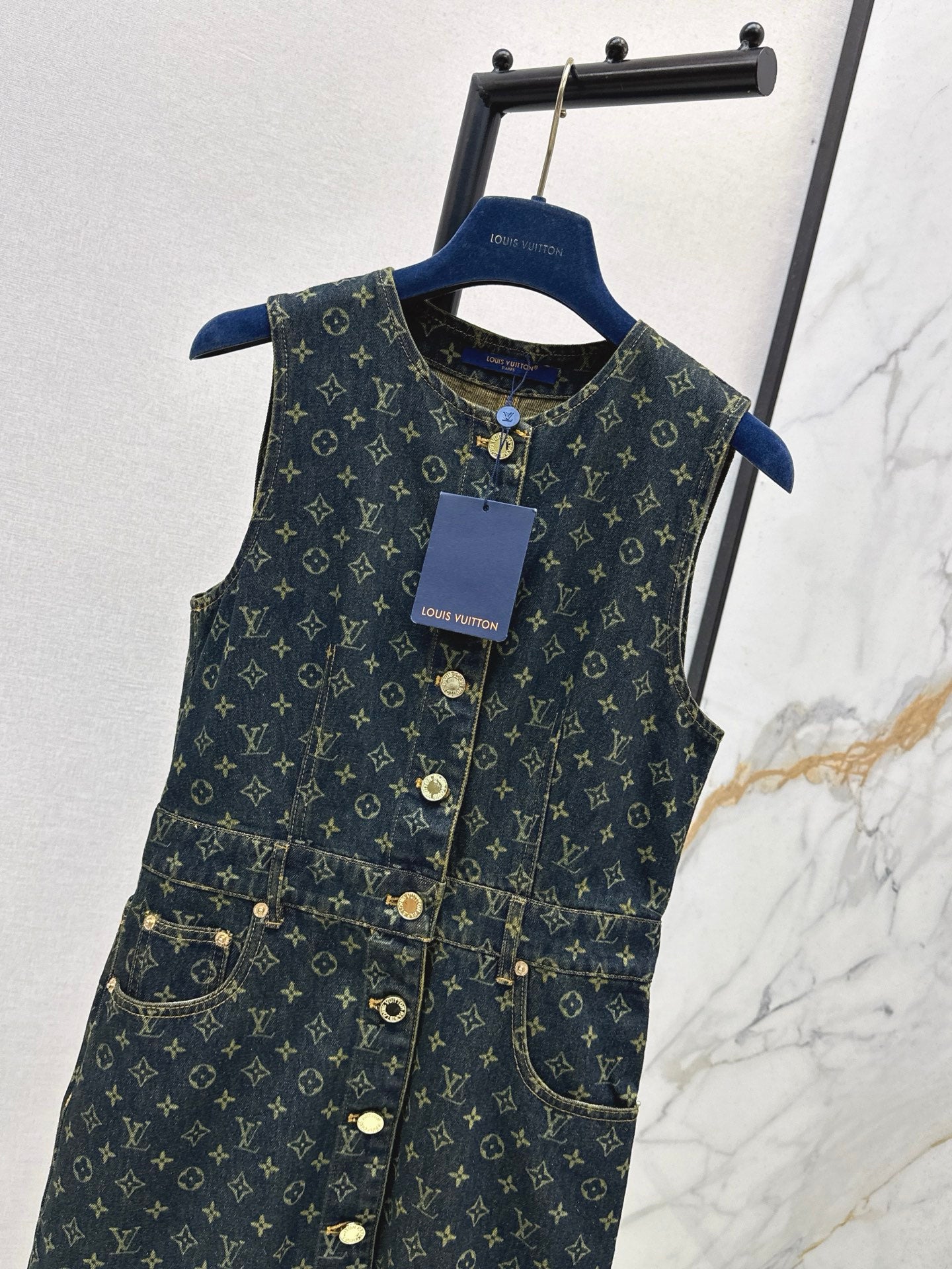 Loui* 25fw denim vest dress